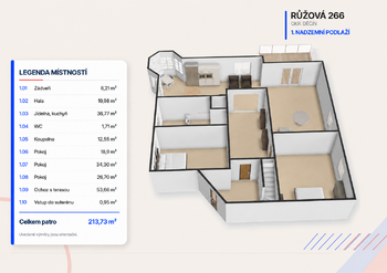 Prodej ubytovacího zařízení 490 m², Růžová