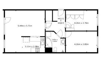 Půdorys - Prodej bytu 3+1 v osobním vlastnictví 70 m², Praha 4 - Komořany