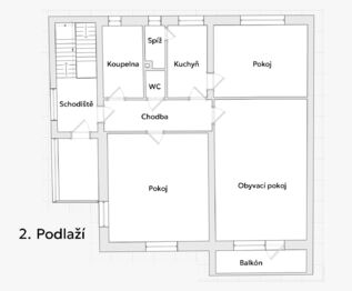Půdorys 2 podlaží  - Prodej domu 270 m², Kolín