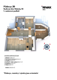 Půdorys 3D 1.NP - Prodej domu 169 m², Zdounky