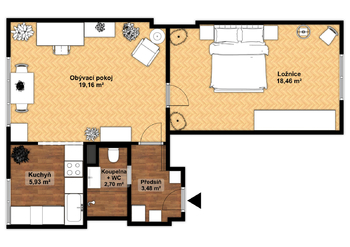 Pronájem bytu 2+kk v osobním vlastnictví 52 m², Praha 6 - Břevnov