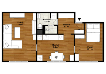 Pronájem bytu 2+1 v osobním vlastnictví 49 m², Ostrava