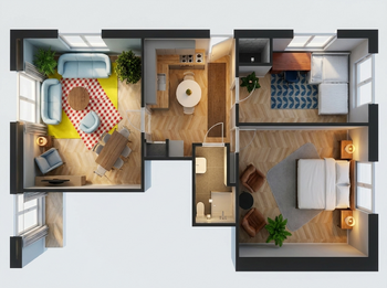 půdorys - Pronájem bytu 3+1 v osobním vlastnictví 79 m², Praha 2 - Nové Město