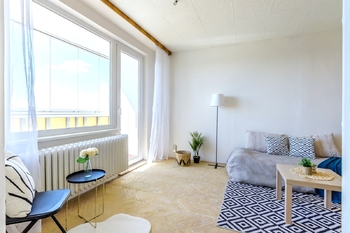 Obývací pokoj / ložnice - Prodej bytu 1+1 v osobním vlastnictví 47 m², Praha 10 - Malešice