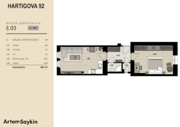 Prodej bytu 2+kk v osobním vlastnictví 51 m², Praha 3 - Žižkov