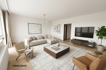 Vizualizace obývák - Pronájem bytu 2+1 v osobním vlastnictví 68 m², Praha 8 - Libeň 