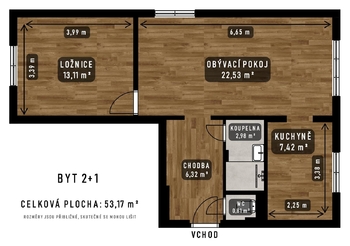 Pronájem bytu 2+1 v osobním vlastnictví 55 m², Studénka