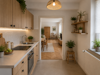 vizualizace kuchyně - Prodej bytu 2+1 v osobním vlastnictví 57 m², Louny