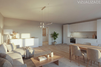 Obývací pokoj - vizualizace - Prodej bytu 3+1 v osobním vlastnictví 72 m², Praha 4 - Chodov