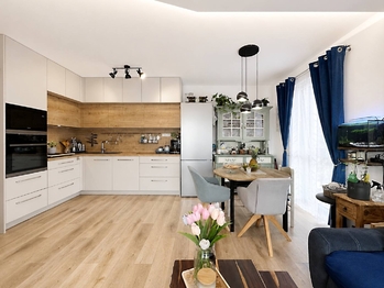 Obývací pokoj + kk - Prodej bytu 4+kk v družstevním vlastnictví 74 m², České Budějovice
