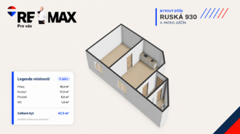 Prodej bytu 1+1 v družstevním vlastnictví 44 m², Děčín