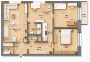 Prodej bytu 4+kk v osobním vlastnictví 73 m², Praha 4 - Braník