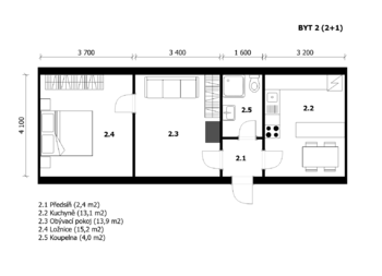 byt 2 - půdorys - Prodej domu 225 m², Praha 9 - Kyje