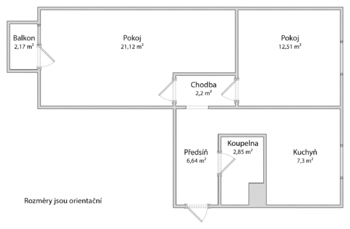 Prodej bytu 2+1 v osobním vlastnictví 55 m², Brno