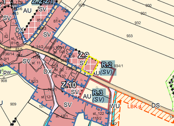 Výřez územního plánu - Prodej pozemku 1404 m², Bukvice