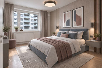 vizualizace ložnice - Prodej bytu 3+kk v družstevním vlastnictví 72 m², Praha 9 - Prosek
