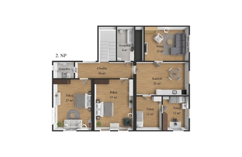 Půdorys - 2NP - Prodej domu 250 m², Krásno