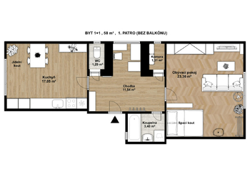Pronájem bytu 1+1 v osobním vlastnictví 58 m², Tábor