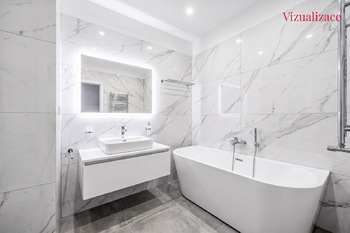 Koupelna - vizualizace - Prodej bytu 3+kk v osobním vlastnictví 69 m², Říčany