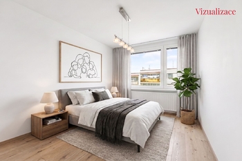 Ložnice - vizualizace - Prodej bytu 3+kk v osobním vlastnictví 69 m², Říčany