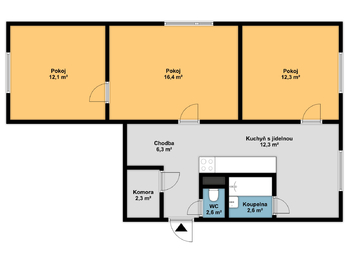 Prodej bytu 3+1 v osobním vlastnictví 66 m², Tábor