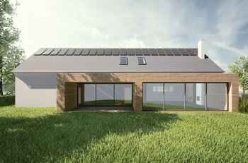 Studie možnosti výstavby rodinného domu na pozemku. - Prodej pozemku 1087 m², Tišice