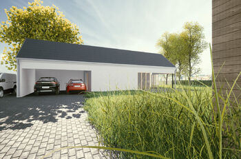 Studie možnosti výstavby rodinného domu na pozemku. - Prodej pozemku 1087 m², Tišice