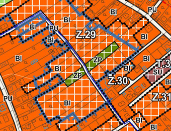 Výkres základního členění území dle Územního plánu Obce. - Prodej pozemku 1087 m², Tišice