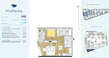 Půdorys - Pronájem bytu 2+kk v osobním vlastnictví 54 m², Praha 4 - Modřany
