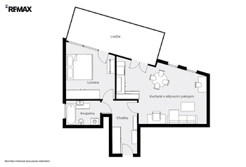 půdorys - Pronájem bytu 2+kk v osobním vlastnictví 57 m², Praha 4 - Kamýk