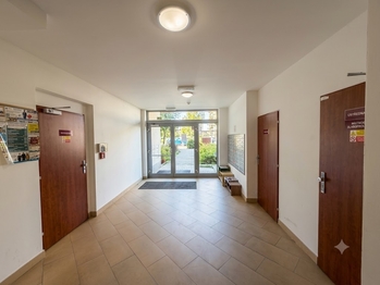 Přízemí BD - hlavní vstup, schránky,... - Prodej bytu 2+kk v osobním vlastnictví 61 m², Praha 9 - Letňany