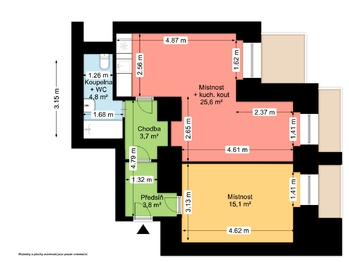 Plán jednotky - Prodej kancelářských prostor 57 m², Praha 3 - Žižkov