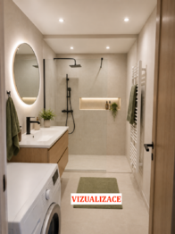 Koupelna - vizualizace - Prodej bytu 3+1 v družstevním vlastnictví 69 m², Praha 8 - Čimice