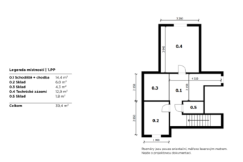Půdorys 1.PP - Prodej domu 193 m², Brandýs nad Labem-Stará Boleslav
