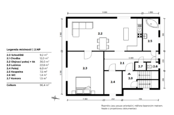 Půdorys 2.NP - Prodej domu 193 m², Brandýs nad Labem-Stará Boleslav