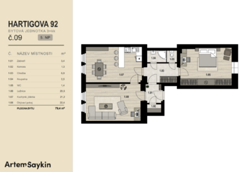 Prodej bytu 3+kk v osobním vlastnictví 79 m², Praha 3 - Žižkov