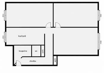 půdorys - Prodej bytu 3+1 v družstevním vlastnictví 82 m², Plzeň