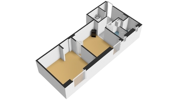 3D pudorys  - Prodej bytu 2+kk v osobním vlastnictví 42 m², Jeseník