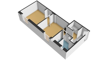 3D pudorys  - Prodej bytu 2+kk v osobním vlastnictví 42 m², Jeseník