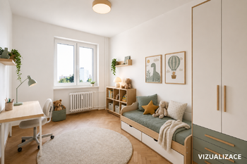 dětský pokoj - vizualizace - Pronájem bytu 3+kk v osobním vlastnictví 53 m², Praha 4 - Záběhlice