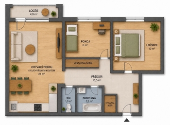 Prodej bytu 3+kk v družstevním vlastnictví 65 m², České Budějovice
