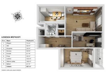 Prodej bytu 3+kk v osobním vlastnictví 64 m², Praha 10 - Hostivař