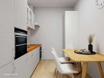 vizualizace kuchyně - Prodej bytu 3+kk v osobním vlastnictví 64 m², Praha 10 - Hostivař