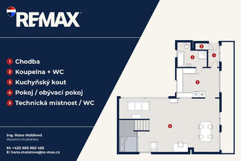 Půdorys stávající stav 1kk - Prodej bytu atypický v osobním vlastnictví 85 m², Praha 10 - Vršovice