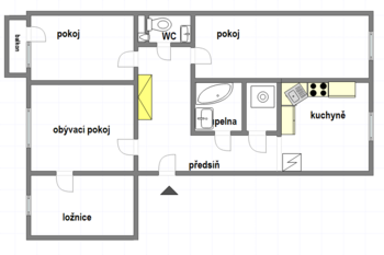 plánek - Pronájem bytu 4+1 v osobním vlastnictví 88 m², Praha 4 - Modřany