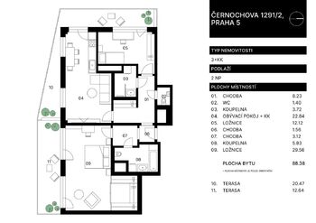 Prodej bytu 3+kk v osobním vlastnictví 89 m², Praha 5 - Košíře