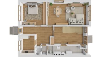 3D Půdorys 1. NP - Prodej domu 160 m², Hustopeče