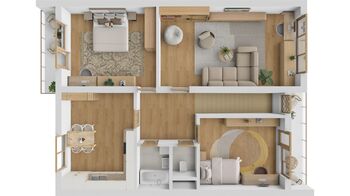 3D Půdorys 2. PP - Prodej domu 160 m², Hustopeče