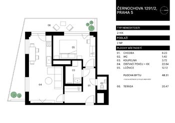 Prodej bytu 2+kk v osobním vlastnictví 49 m², Praha 5 - Košíře