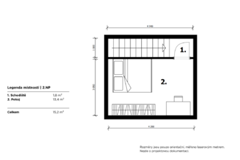 půdorys 2.NP - Prodej domu 108 m², Praha 10 - Kolovraty